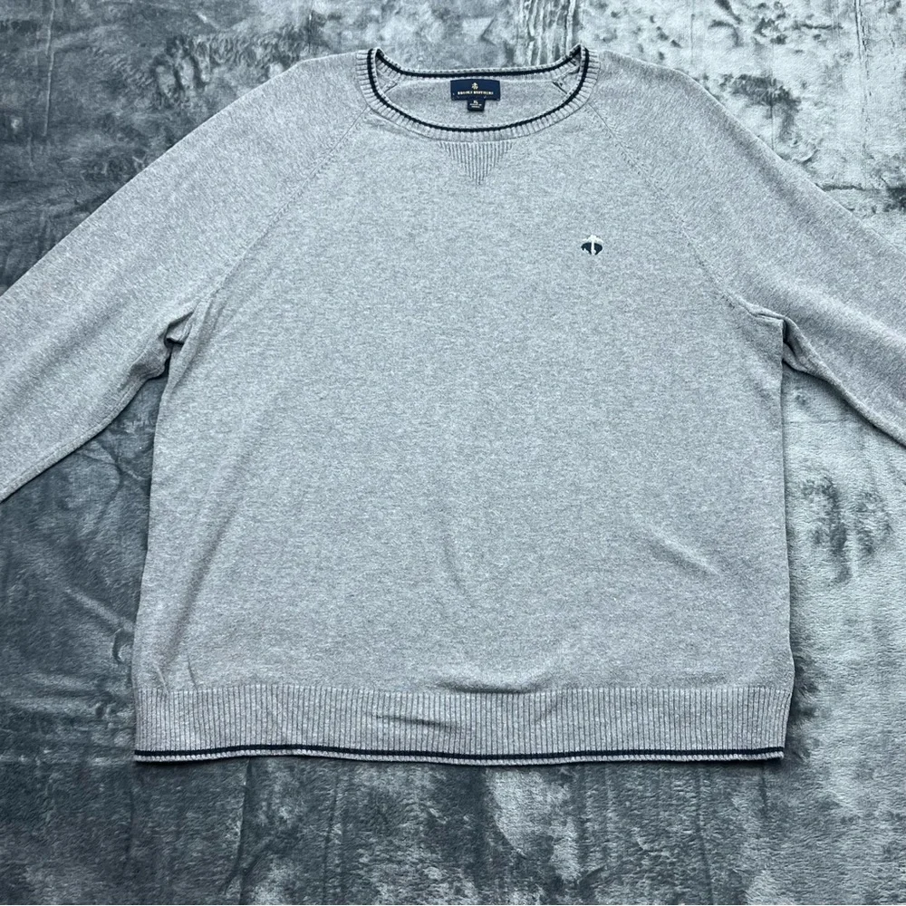 Brooks Brothers Men's XL Grey Cotton Crew Neck Sweater Embroidered Golden Fleece